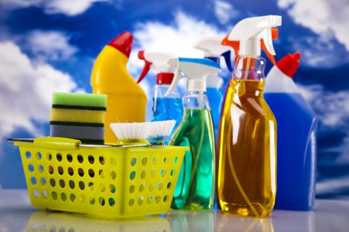 Cleaner Tufnellpark team using safety procedures during a professional cleaning job
