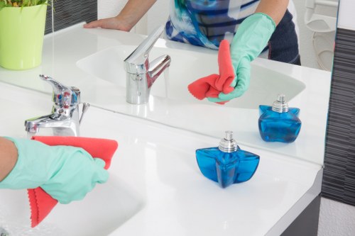 Cleaning oven racks and interior surfaces in a local property