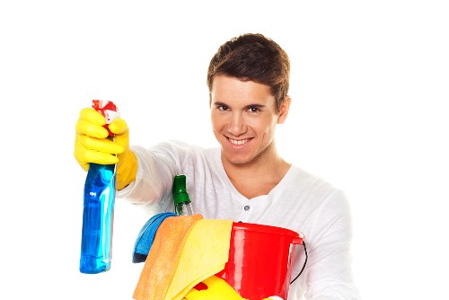 Careful stain treatment on a living room sofa